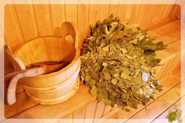 Массаж веником в бане (массаж, веник, баня) Веник и ковш