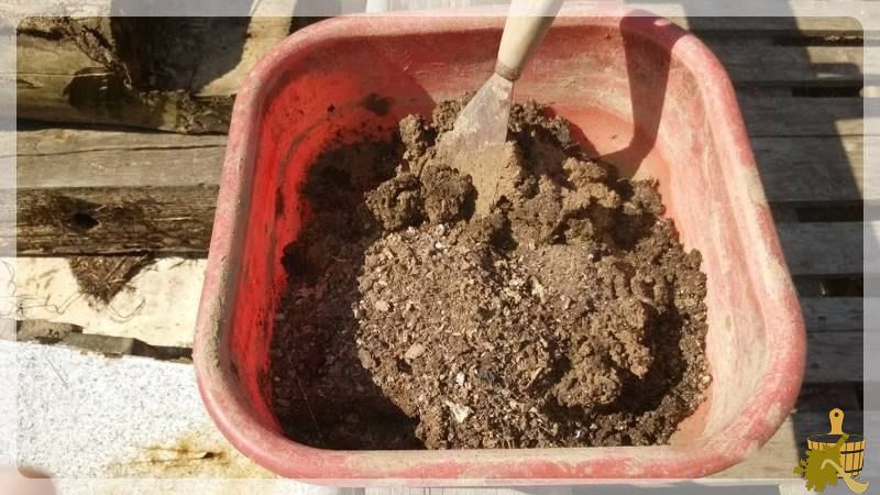 Растворы для замазки печи в бане (раствор, замазка, печь, баня) Таз с замазкой для печи